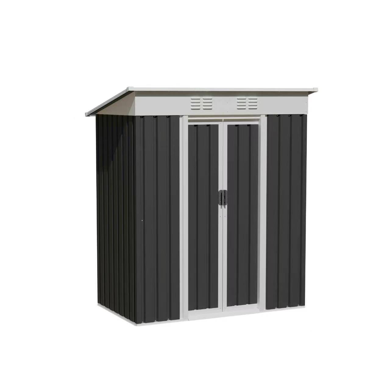 Back. Loheer - Loheer 5x3 FT Metal Garden Shed Pent Roof Outdoor Storage Shed with Sliding Door for Backyard Patio Tool Storage.