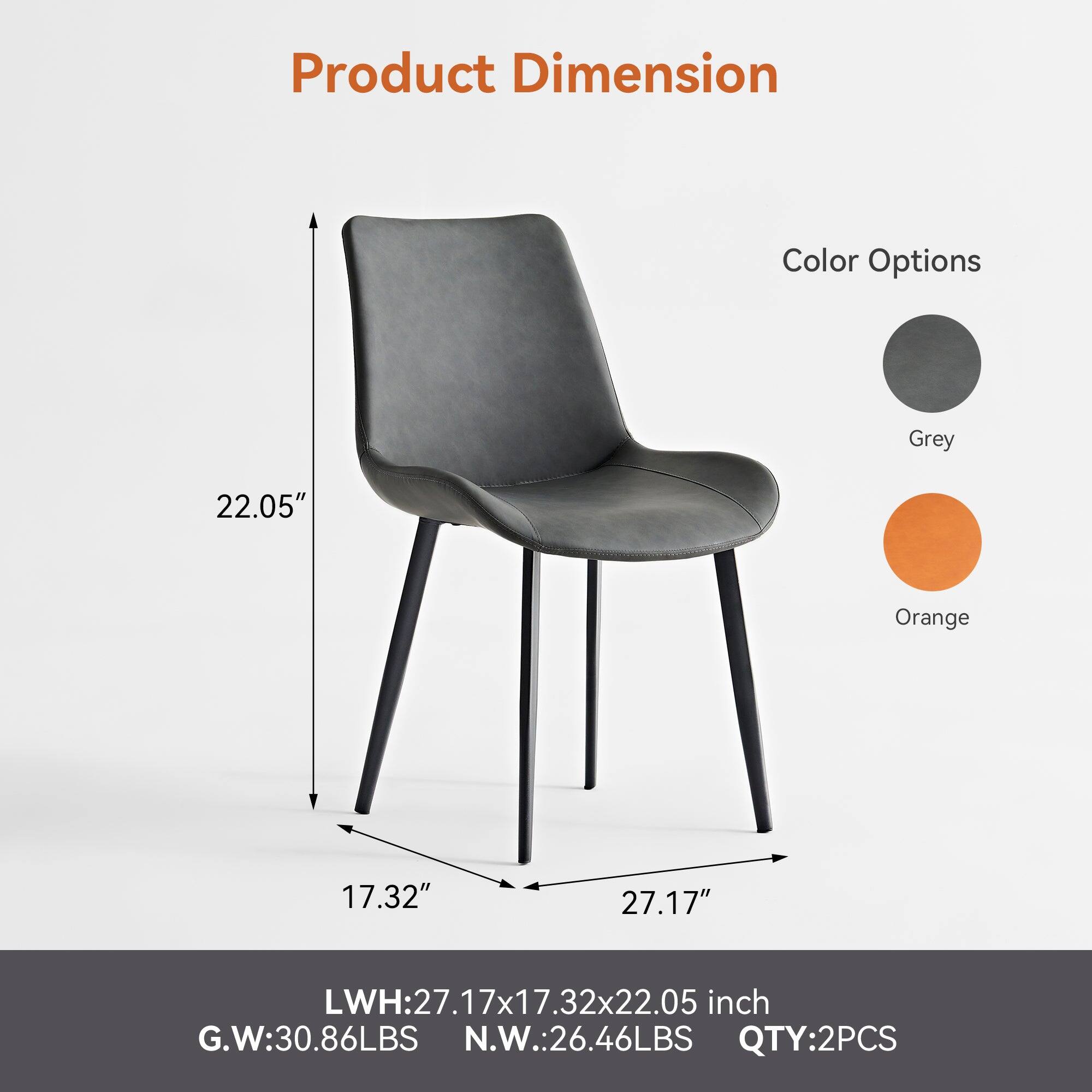 Product Dimension  
Color Options  
Grey  
Orange  

LWH: 27.17x17.32x22.05 inch  
G.W: 30.86LBS  
N.W.: 26.46LBS  
QTY: 2PCS