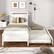 Alt View 1. Costway - Twin Size Platform Bed with Trundle Pull-out Trundle Headboard & Footboard - White.