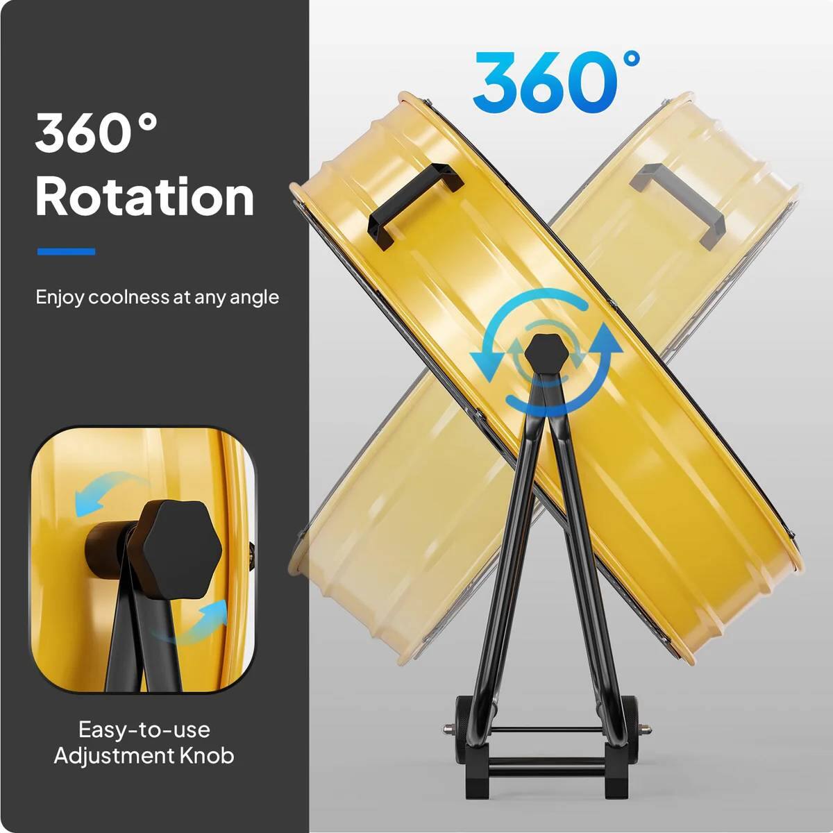 360° Rotation  
Enjoy coolness at any angle  

Easy-to-use Adjustment Knob