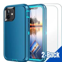 Bundle - Entronix - for iPhone 12 Mini - Heavy Duty Case & 2 Screen Protectors - Teal