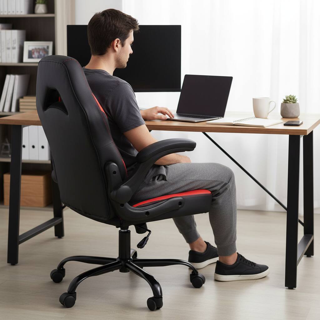 Alt View 4. AOITUN - Gaming Computer Chair Ergonomic Office Chair Desk Chair with Wheels for Adults Women Men Red - Red.