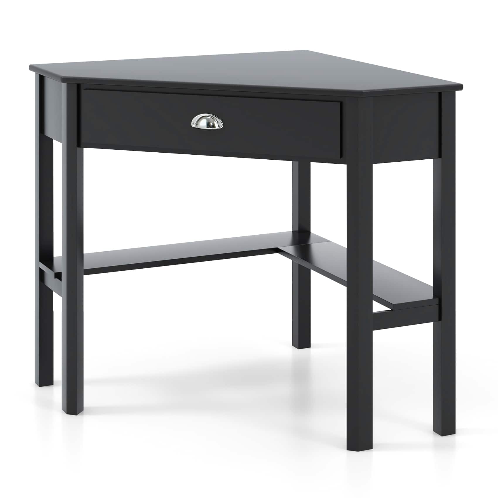 Ecooso - Corner Computer Desk, Space-Saving Wood Workstation for Laptop and Home Office Setup - Black