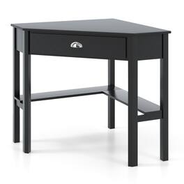 Ecooso - Corner Computer Desk, Space-Saving Wood Workstation for Laptop and Home Office Setup - Black