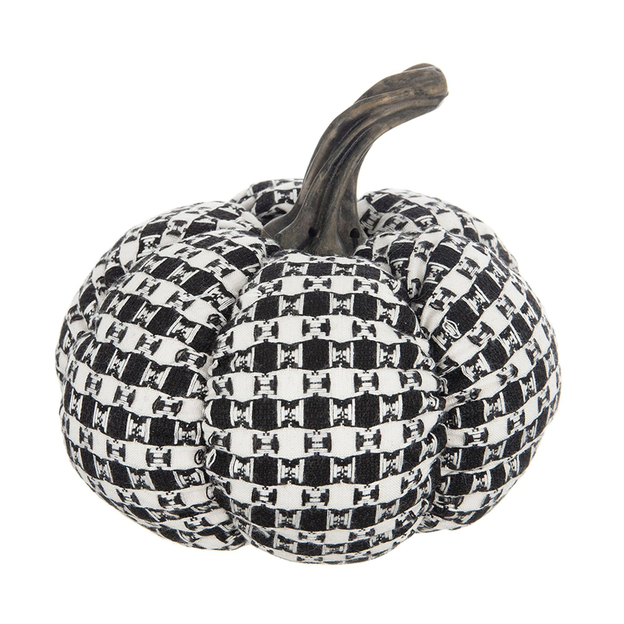 Alt View 7. Boyel Living - Set of 2 Black and White Plaid Fabric Pumpkin Decor Farmhouse Halloween Decoration - Black,White.