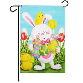 G128 - Happy Easter Garden Flag 12 x 18 in Double-Sided Bunny with Easter Eggs - Multicolor