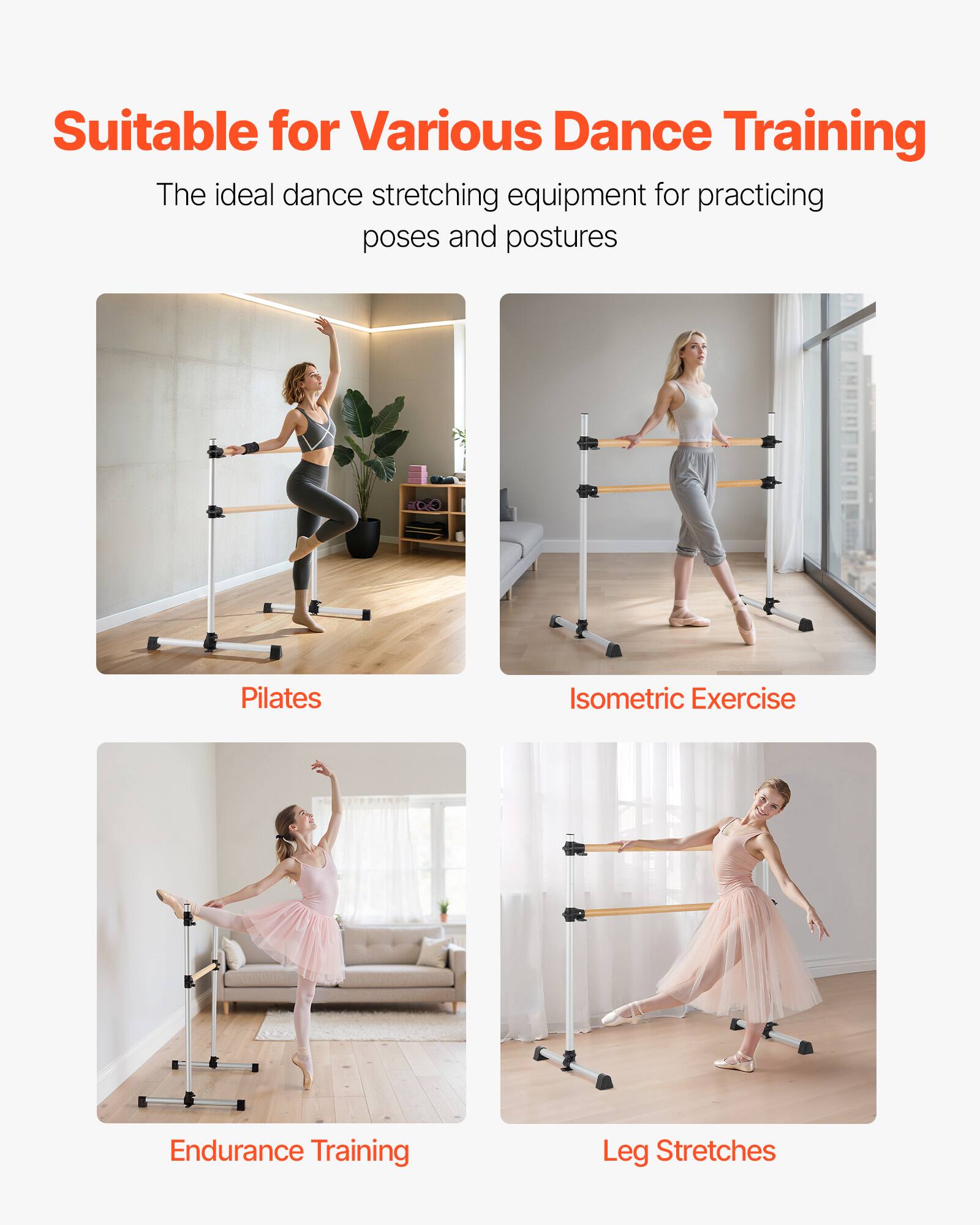Suitable for Various Dance Training

The ideal dance stretching equipment for practicing poses and postures

- Pilates
- Isometric Exercise
- Endurance Training
- Leg Stretches