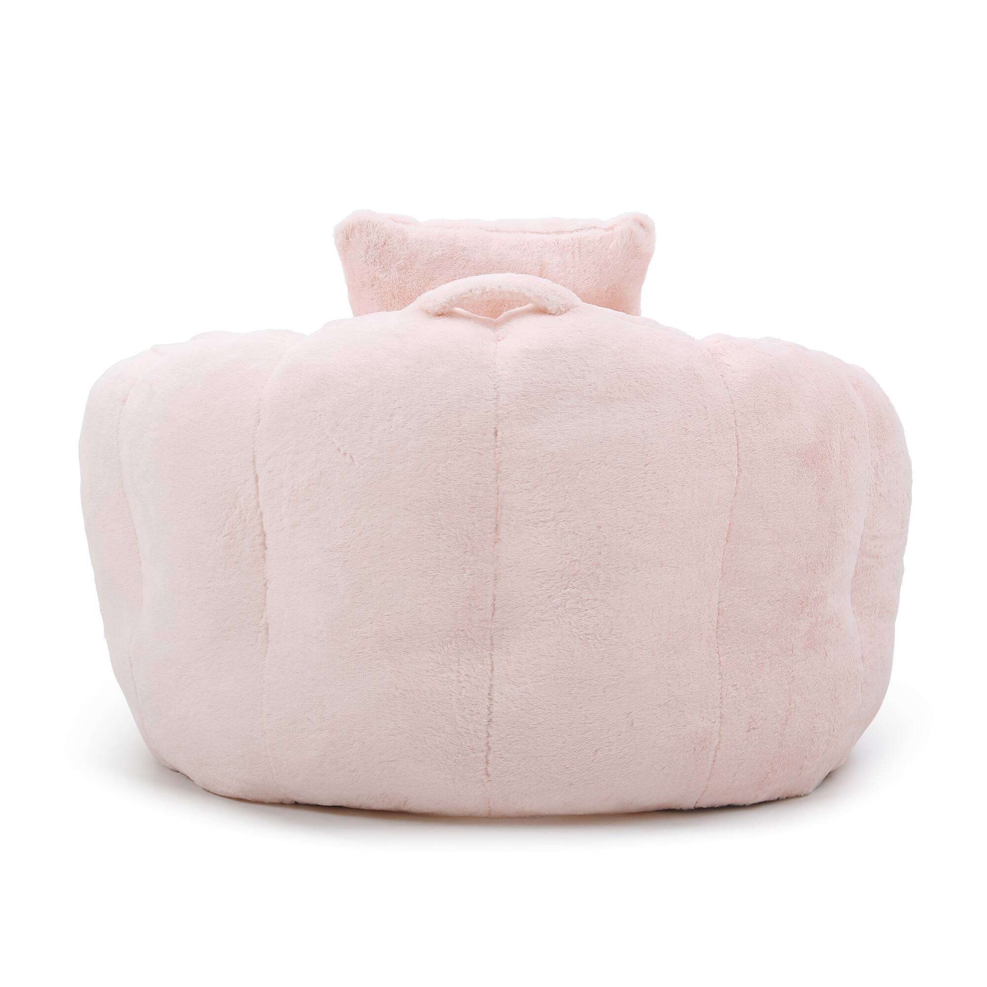 Alt View 1. GOODSILO - Oversized Shell-Shaped Faux Fur Bean Bag Chair with Matching Footstool for Living Room and Bedroom Lounging - Pink.