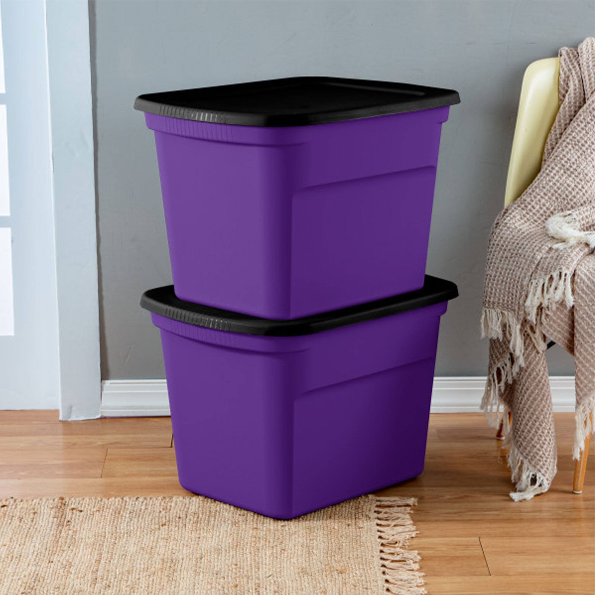 Alt View 10. Sterilite - Sterilite 18 Gallon Storage Tote Stackable Plastic Bin with Lid, Purple, 24 Pack - Purple.