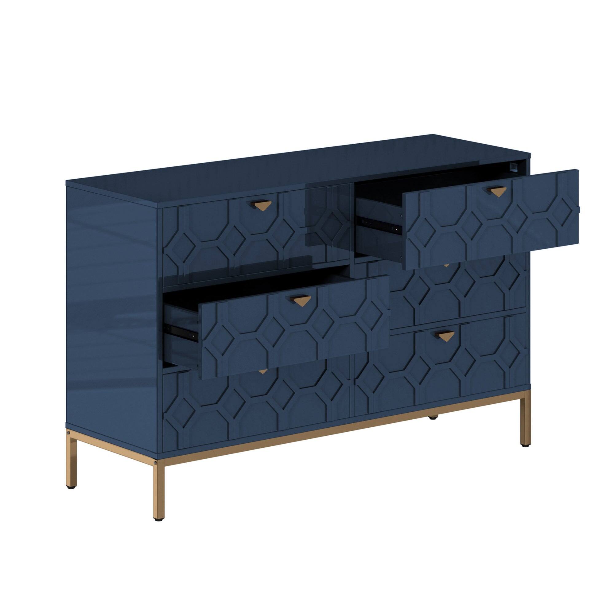 Alt View 7. Boyel Living - 31.77 in. H Freestanding Storage Cabinet Blue 6 Drawer Accent Cabinet - Blue.