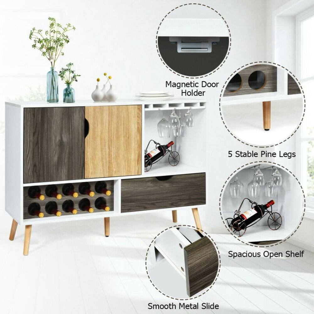 Magnetic Door Holder  
5 Stable Pine Legs  
Spacious Open Shelf  
Smooth Metal Slide
