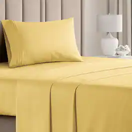 CGK Linens - Luxury Soft 4 Piece Solid Bed Sheet Set - Deep Pocket Fits 8"-16" Mattresses - Twin - Yellow