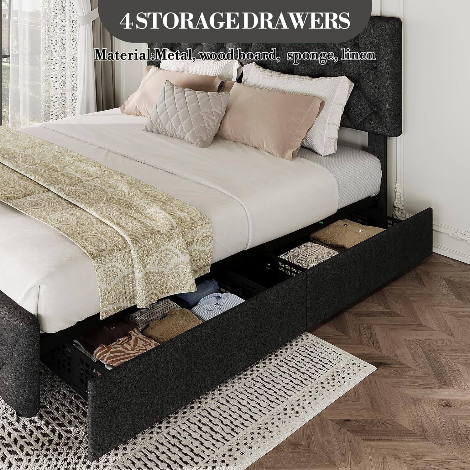 4 STORAGE DRAWERS  
Material: Metal, wood board, sponge, linen