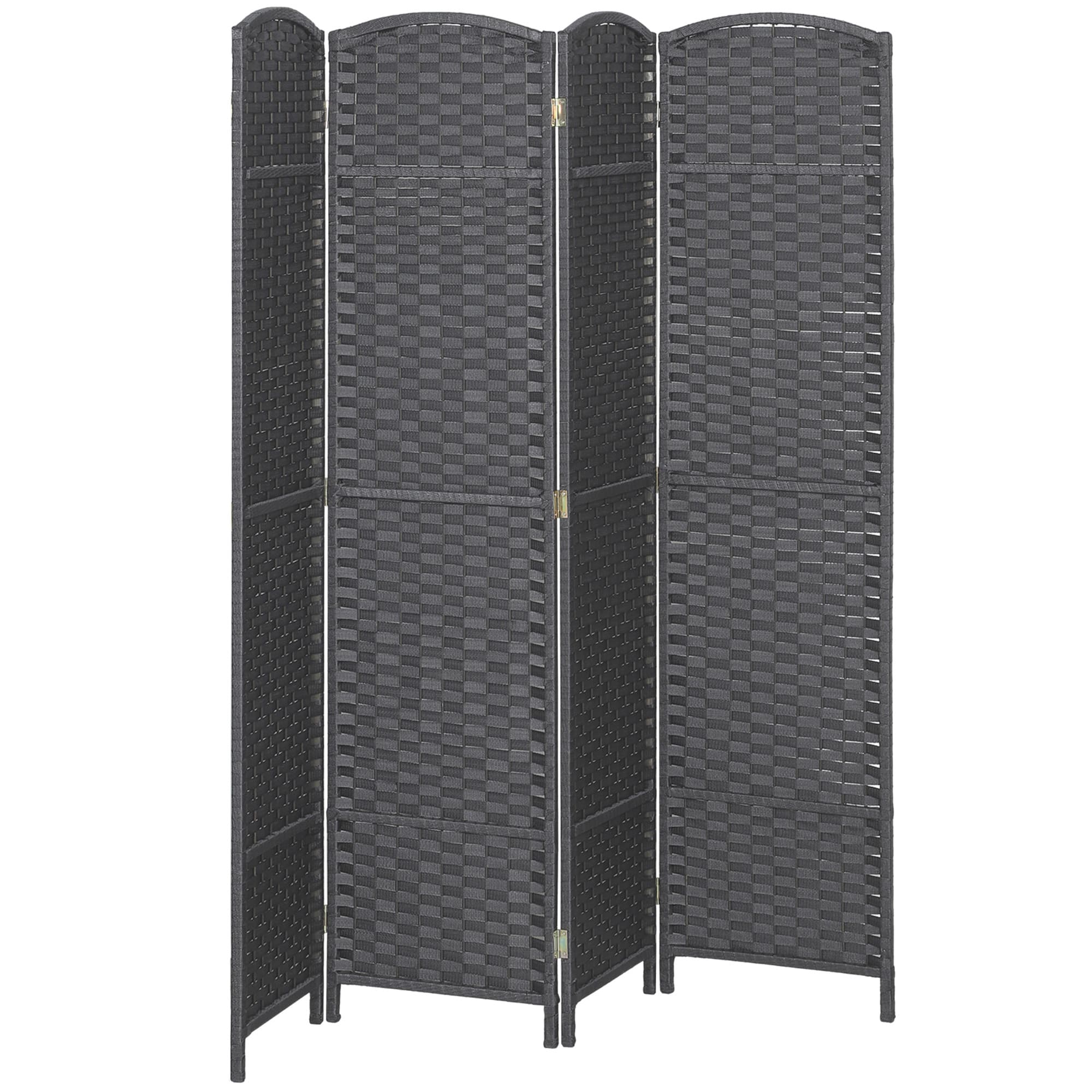 Homcom - Room Divider, 4 Panel Folding Privacy Screen, 5.6' Tall Freestanding Partition for Home Office, Bedroom, Charcoal - Gray