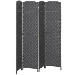 Homcom - Room Divider, 4 Panel Folding Privacy Screen, 5.6' Tall Freestanding Partition for Home Office, Bedroom, Charcoal - Gray