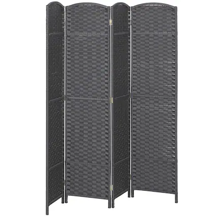 Front. Homcom - Room Divider, 4 Panel Folding Privacy Screen, 5.6' Tall Freestanding Partition for Home Office, Bedroom, Charcoal Gray - gray.
