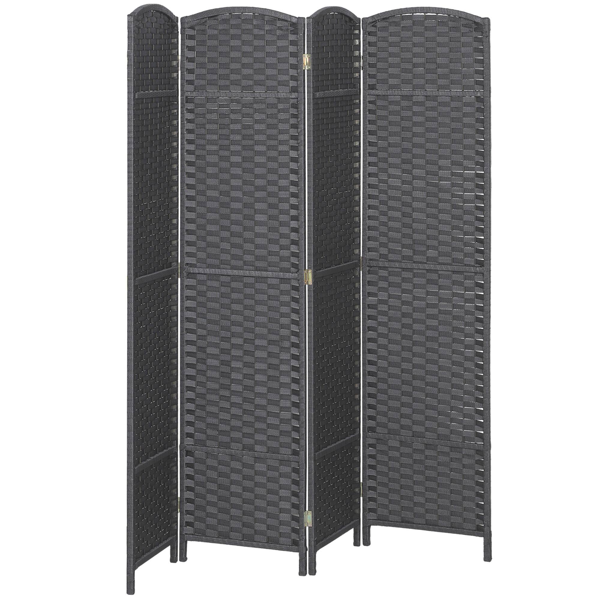 Front. Homcom - Room Divider, 4 Panel Folding Privacy Screen, 5.6' Tall Freestanding Partition for Home Office, Bedroom, Charcoal Gray - gray.