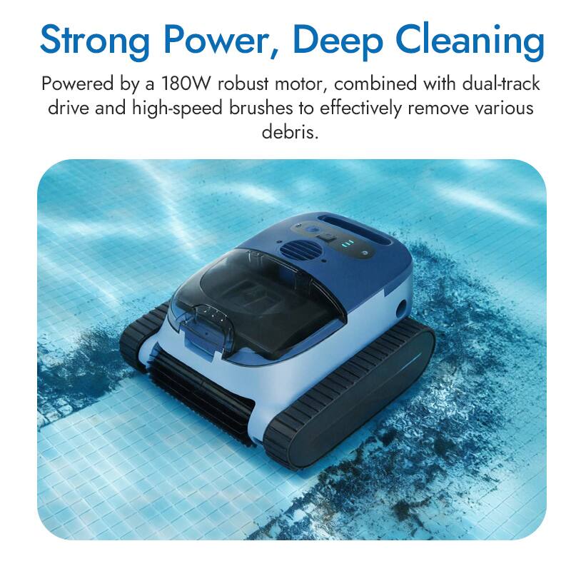 Strong Power, Deep Cleaning

Powered by a 180W robust motor, combined with dual-track drive and high-speed brushes to effectively remove various debris.