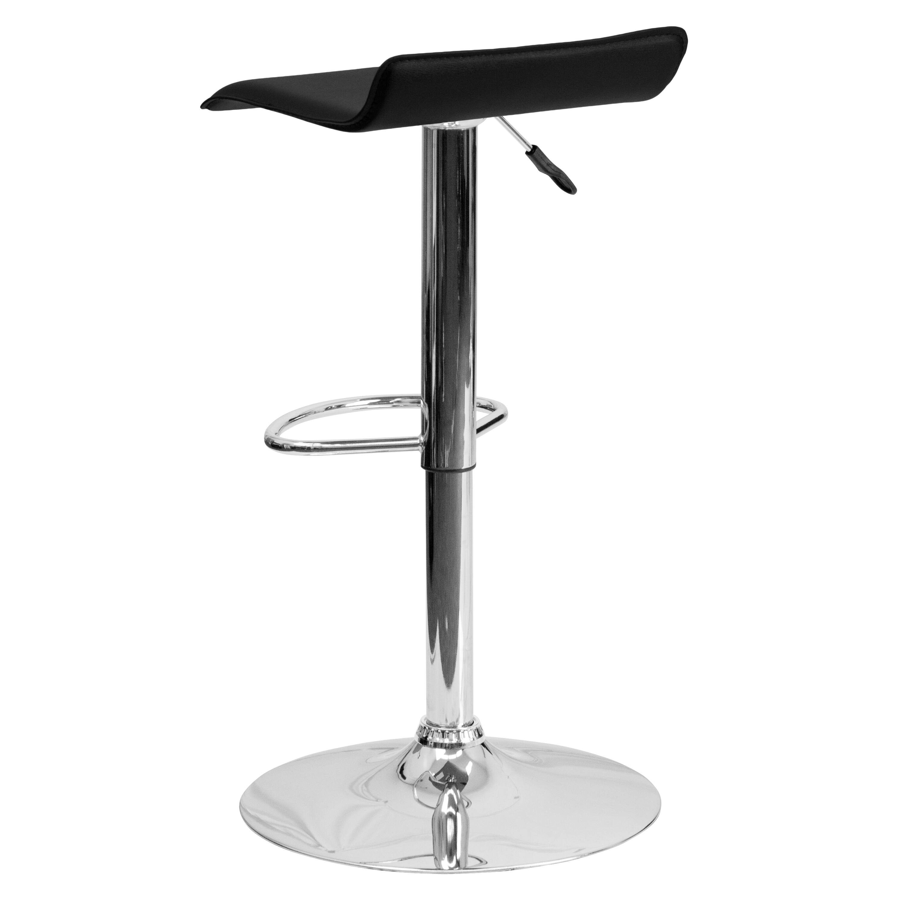 Alt View 5. Emma + Oliver - Solid Wave Seat Vinyl Adjustable Height Barstool with Chrome Base - Black.