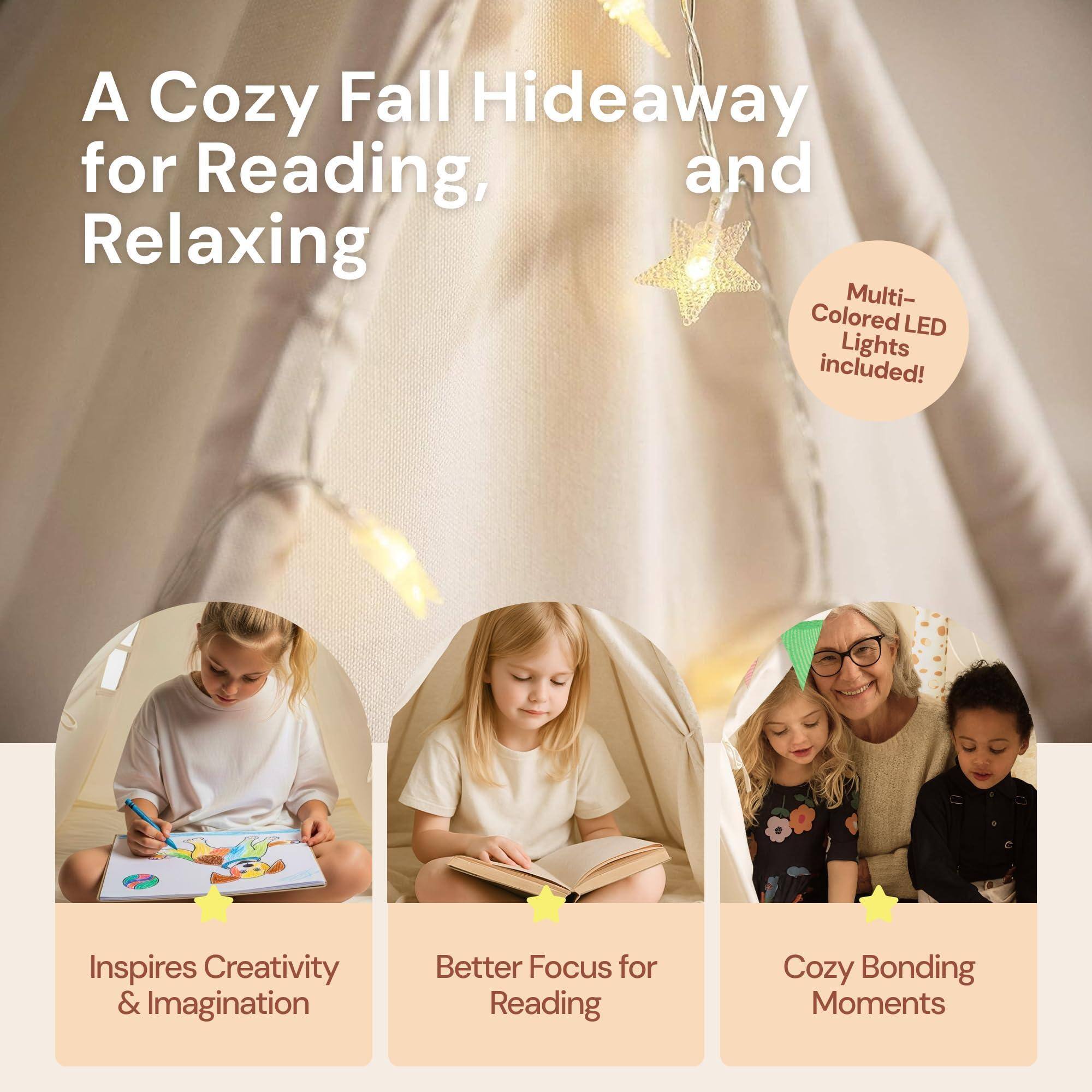 A Cozy Fall Hideaway for Reading, and Relaxing

Multi-Colored LED Lights included!

- Inspires Creativity & Imagination
- Better Focus for Reading
- Cozy Bonding Moments