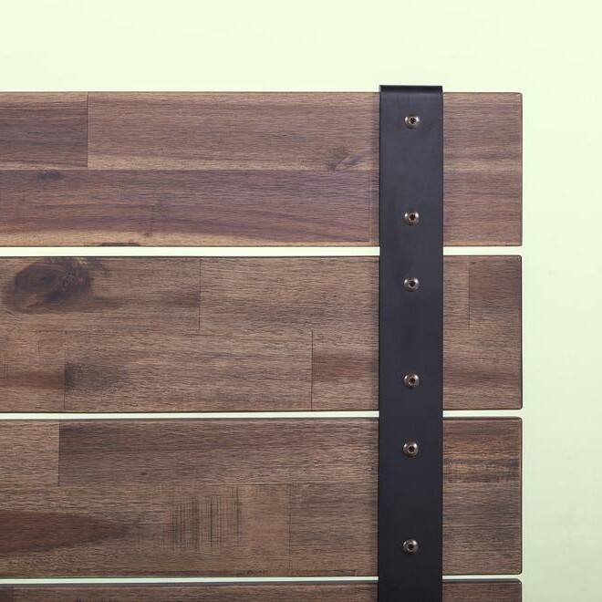 Left. Hivvago - Hivvago King size Farmhouse Industrial Low Profile Platform Bed Frame - Brown.