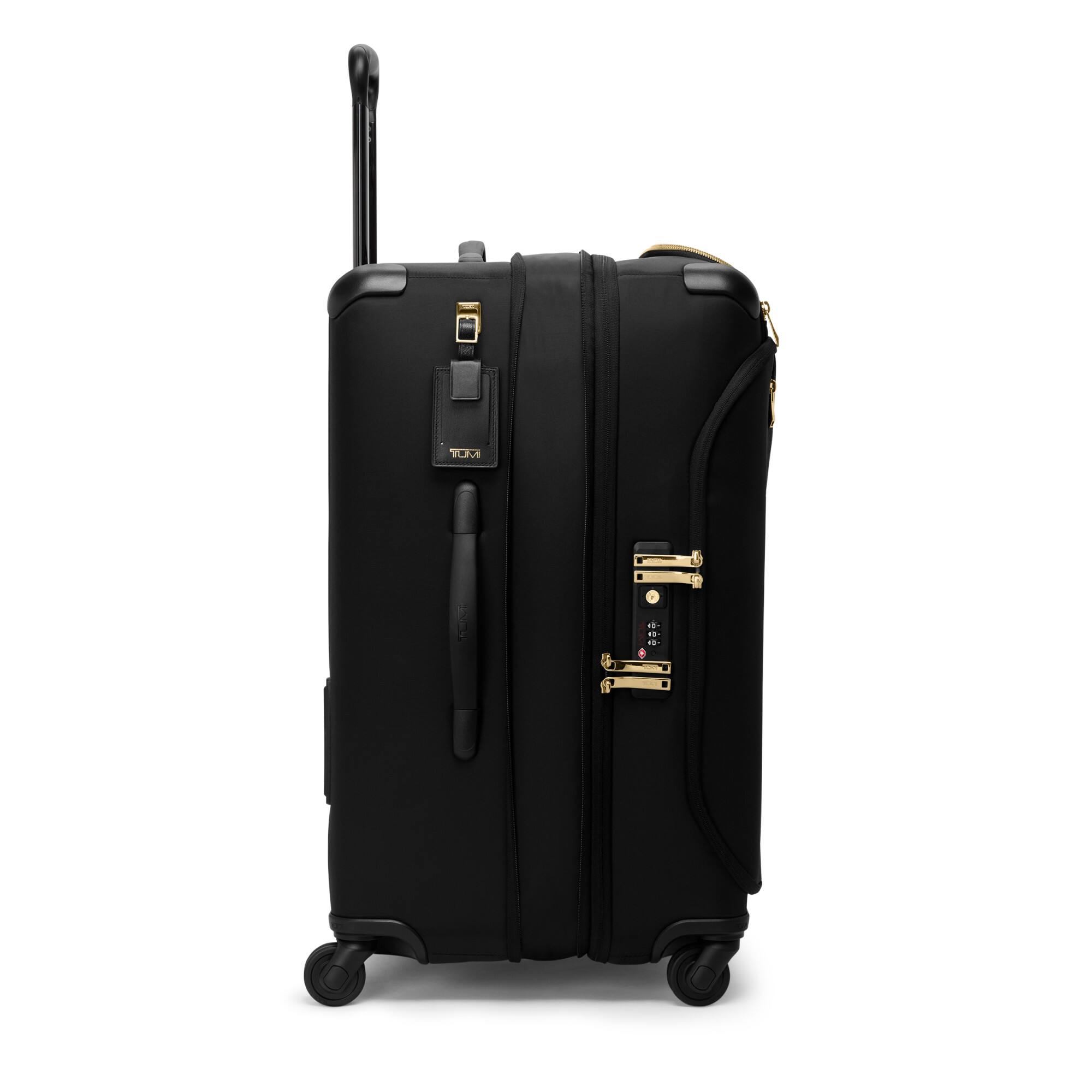 Left. TUMI - Voyageur Travel Leger Short Trip 26" Expandable Packing Case Suitcase - Black with Gold.