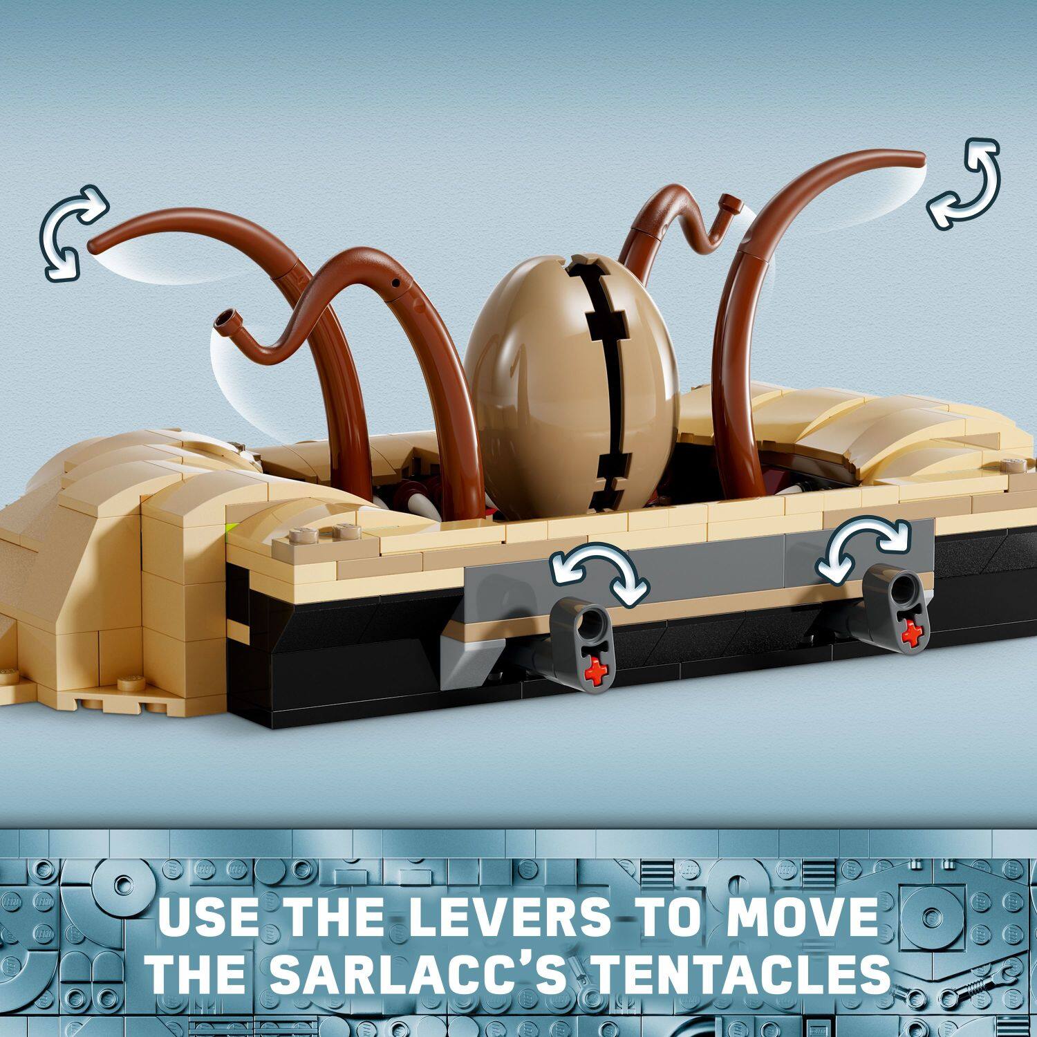 Use the levers to move the Sarlacc's tentacles.