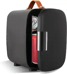 Sweet - 4L/6 Can Compact Refrigerator, Portable Mini Fridge for AC/DC Skincare Refrigerator for Bedroom Office Car Dorm - Black