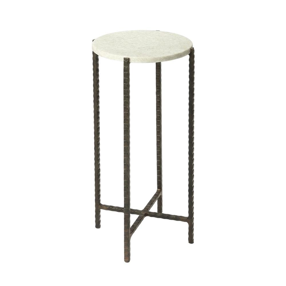 Alt View 1. Starlight Canyon Home - Round Side Table with Metal Base, Transitional End Table for Living Room - Multi-Color.