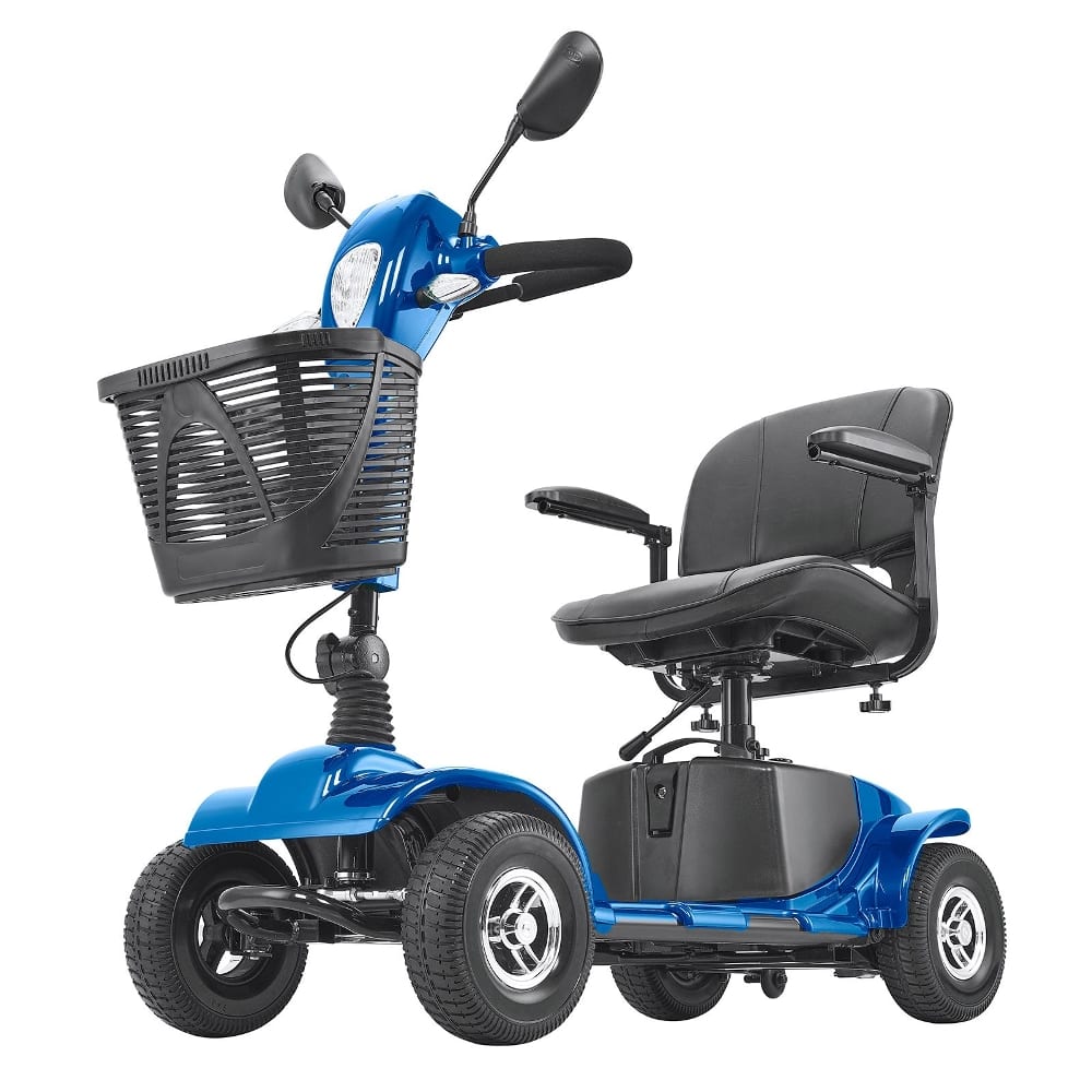 Loheer - Heavy Duty 4 Wheel Mobility Scooter, Folding Electric All Terrain Travel Scooter, 12 Mile Range, 265lb Capacity - Black
