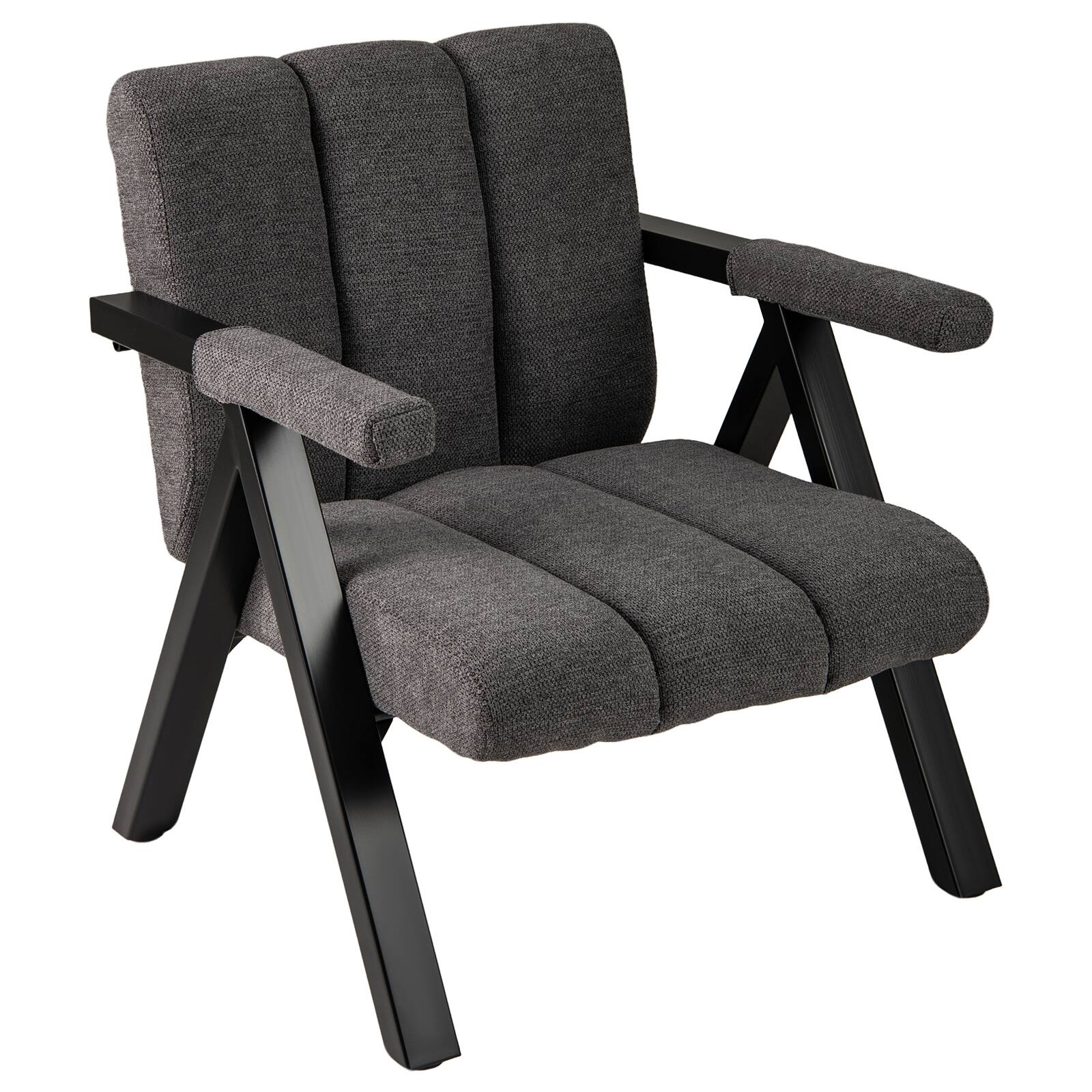 WELLFOR - Oversized Accent Chair with Metal Frame and Armrests - Gray