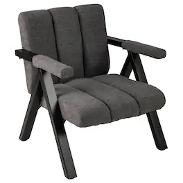 WELLFOR - Oversized Accent Chair with Metal Frame and Armrests - Gray
