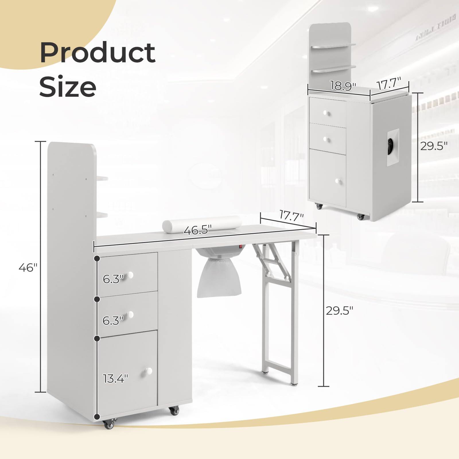 Product Size

- 46"
- 29.5"
- 17.7"
- 18.9"
- 6.3"
- 6.3"
- 13.4"