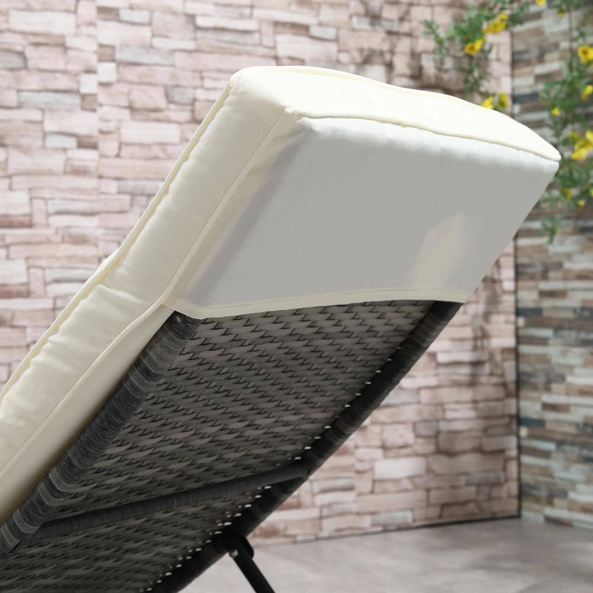 Alt View 5. Spaco - Spaco Foldable Chaise Lounge, 5-Level Adjustable Backrest, Breathable Mesh - Cream White.