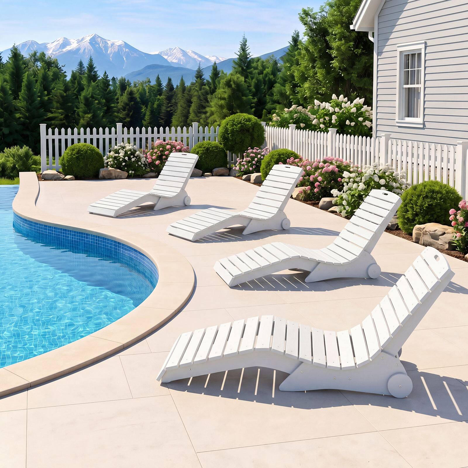 Alt View 4. Gymax - Gymax 2PCS In-Pool Lounge Chair Ergonomic S-Curve HDPE Pool Chaise Lounger w/Wheels White - White.