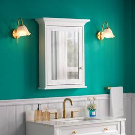 WELLFOR - 24 in. W x 30 in. H Rectangular Solid Wood Medicine Cabinet with Mirror - White