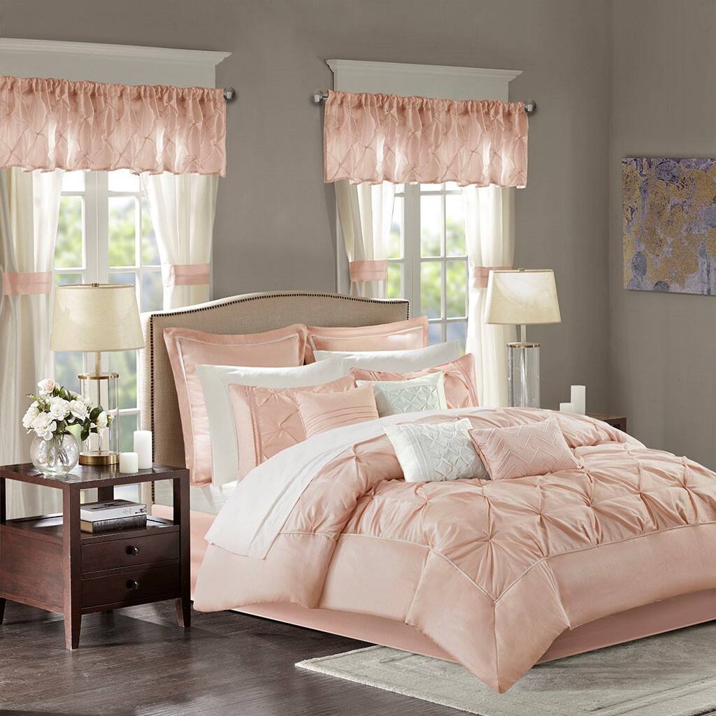 Alt View 4. Gracie Mills - Gracie Mills Steele 24-Piece Faux silk Polyoni Tufted Room in a Bag - Blush.