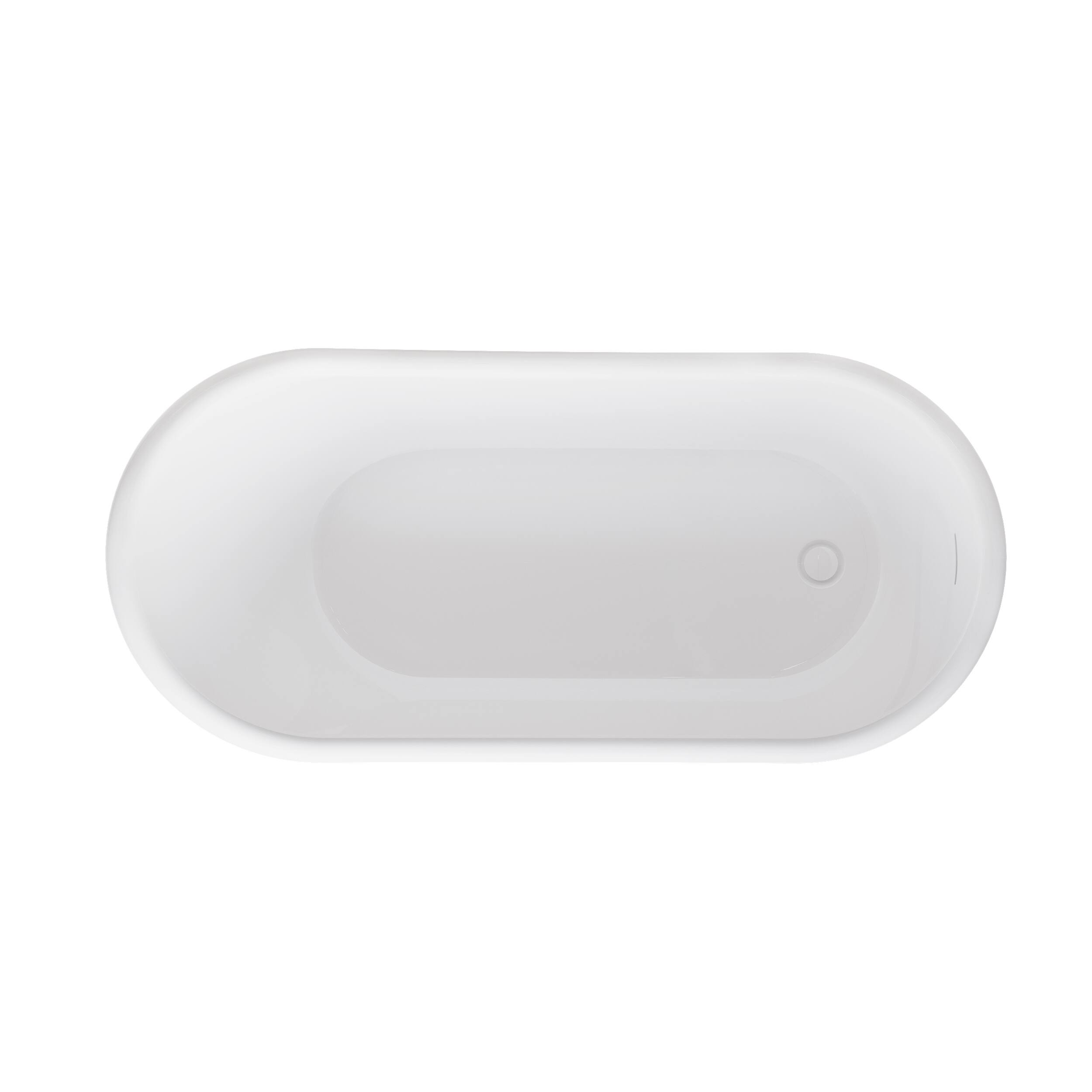 Alt View 10. WELLFOR - Royal 66 in. Acrylic Flat Bottom Double Ended Freestanding Soaking  Bathtub with Drain and Overflow - White.