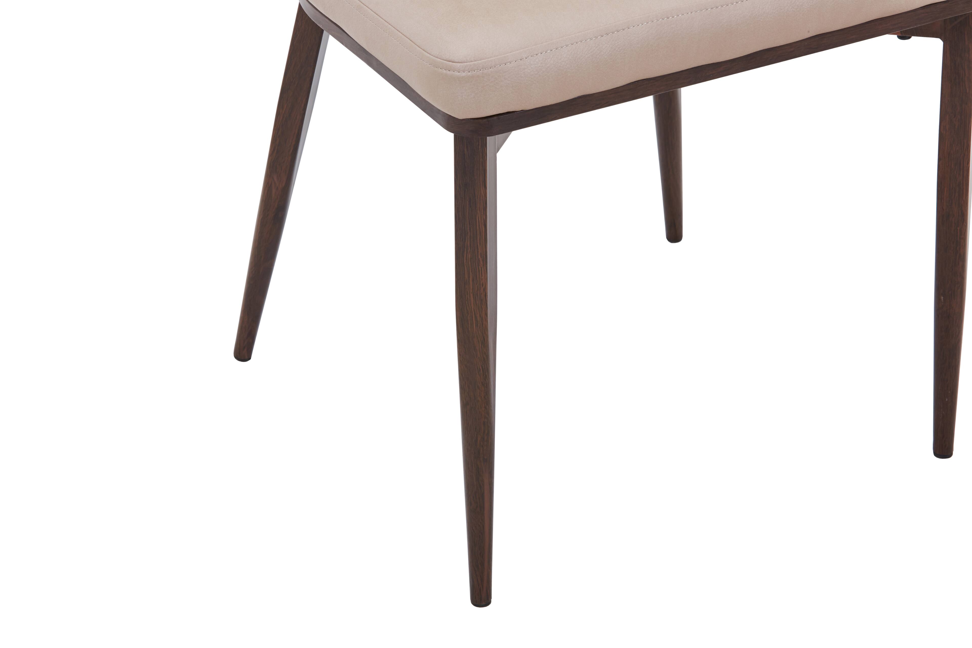 Alt View 6. LeisureMod - Dilenny Modern Upholstered Leather Dining Chair with Tapered Powder-Coated Steel Legs & Curved Back - Taupe.