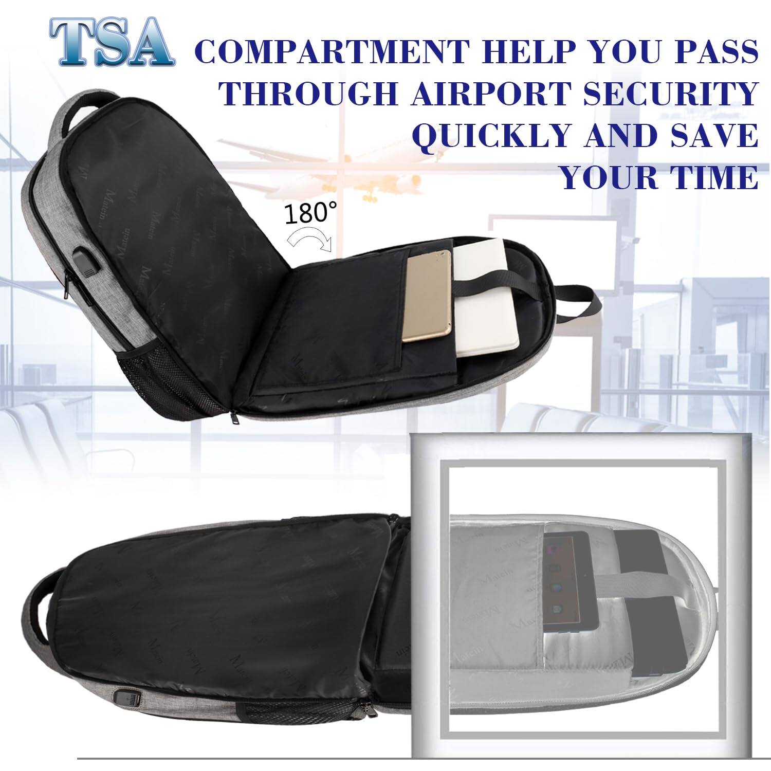 TSA COMPARTMENT HELP YOU PASS THROUGH AIRPORT SECURITY QUICKLY AND SAVE YOUR TIME

180°