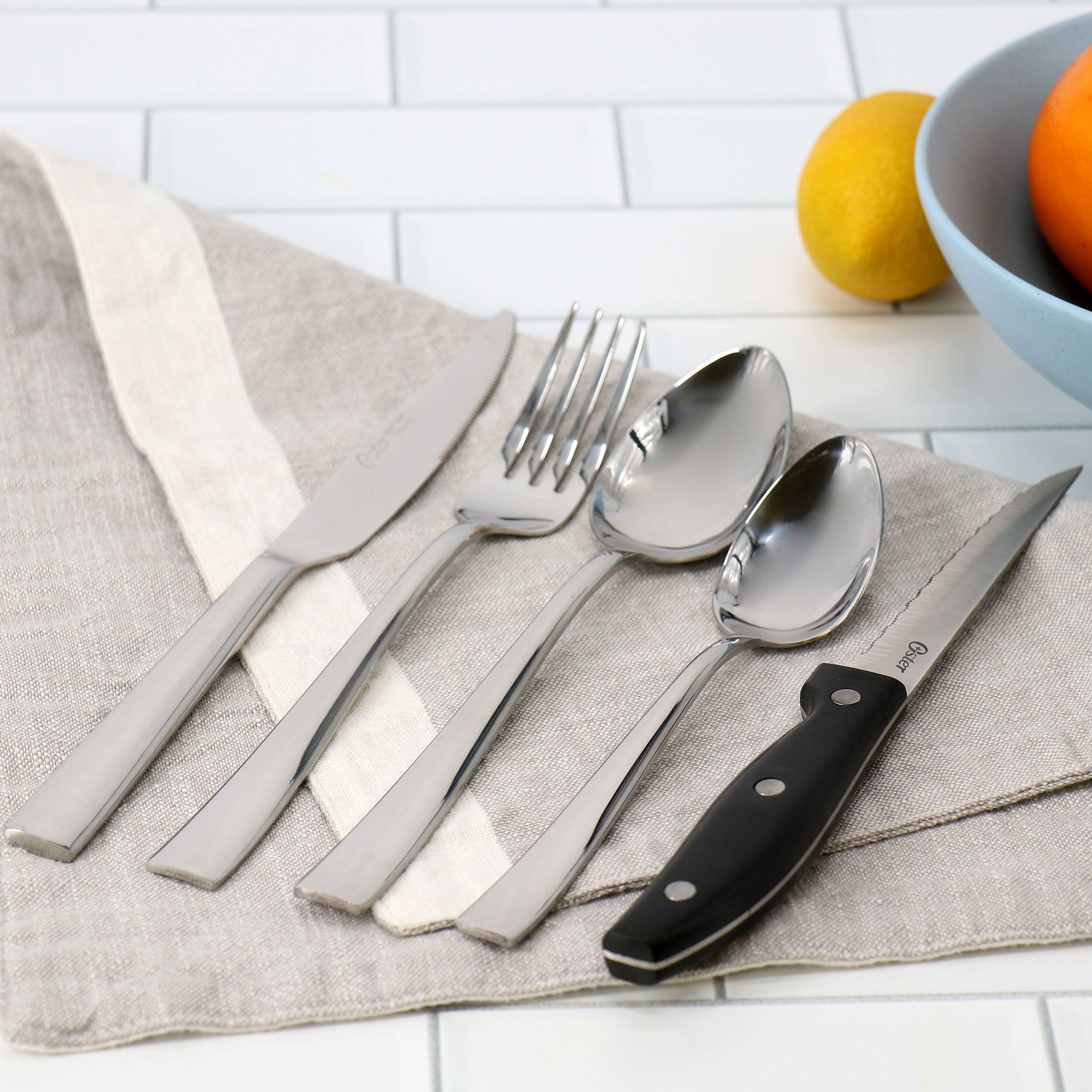 Alt View 7. Oster - Oster Stonington 20 Piece Flatware Set with Steak Knives in Polished Stainless Steel - Silver.