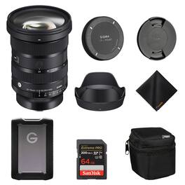 Sigma - 24-70mm f2.8 DG DN Art Lens for Leica L+SanDisk 1TB G-Drive +64GB (Bundle) - Black