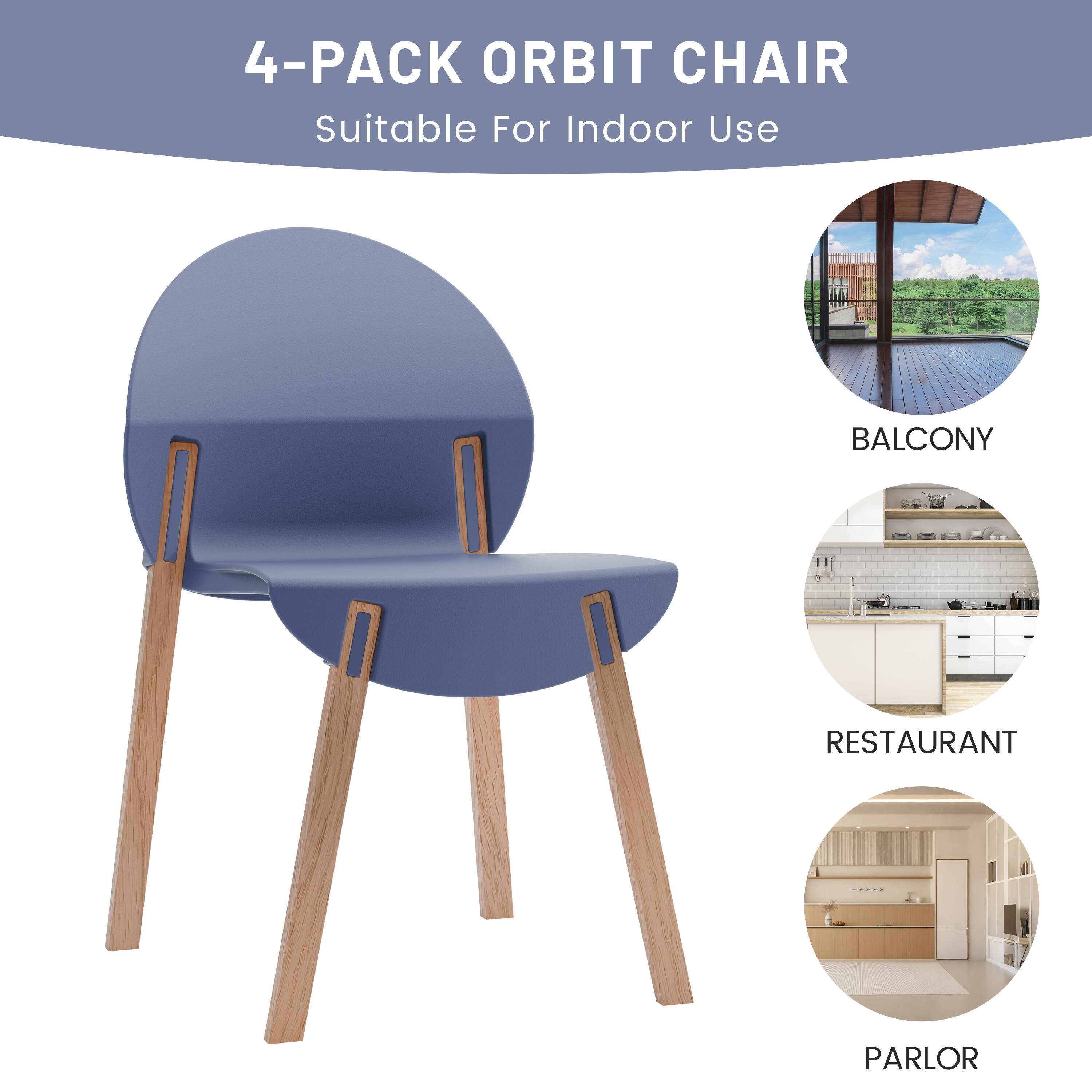 4-Pack Orbit Chair  
Suitable For Indoor Use  
Balcony  
Restaurant  
Parlor