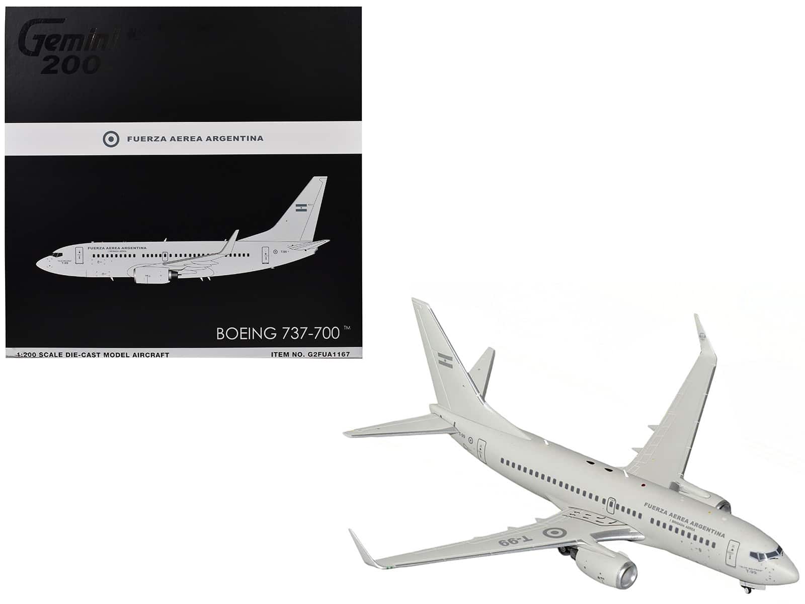 "Boeing 737-700 Transport Aircraft ""Fuerza Aerea Argentina (Air Force)"" (T-99) Gray 1/200 Diecast Model by GeminiJets" price history on PriceWatchPro