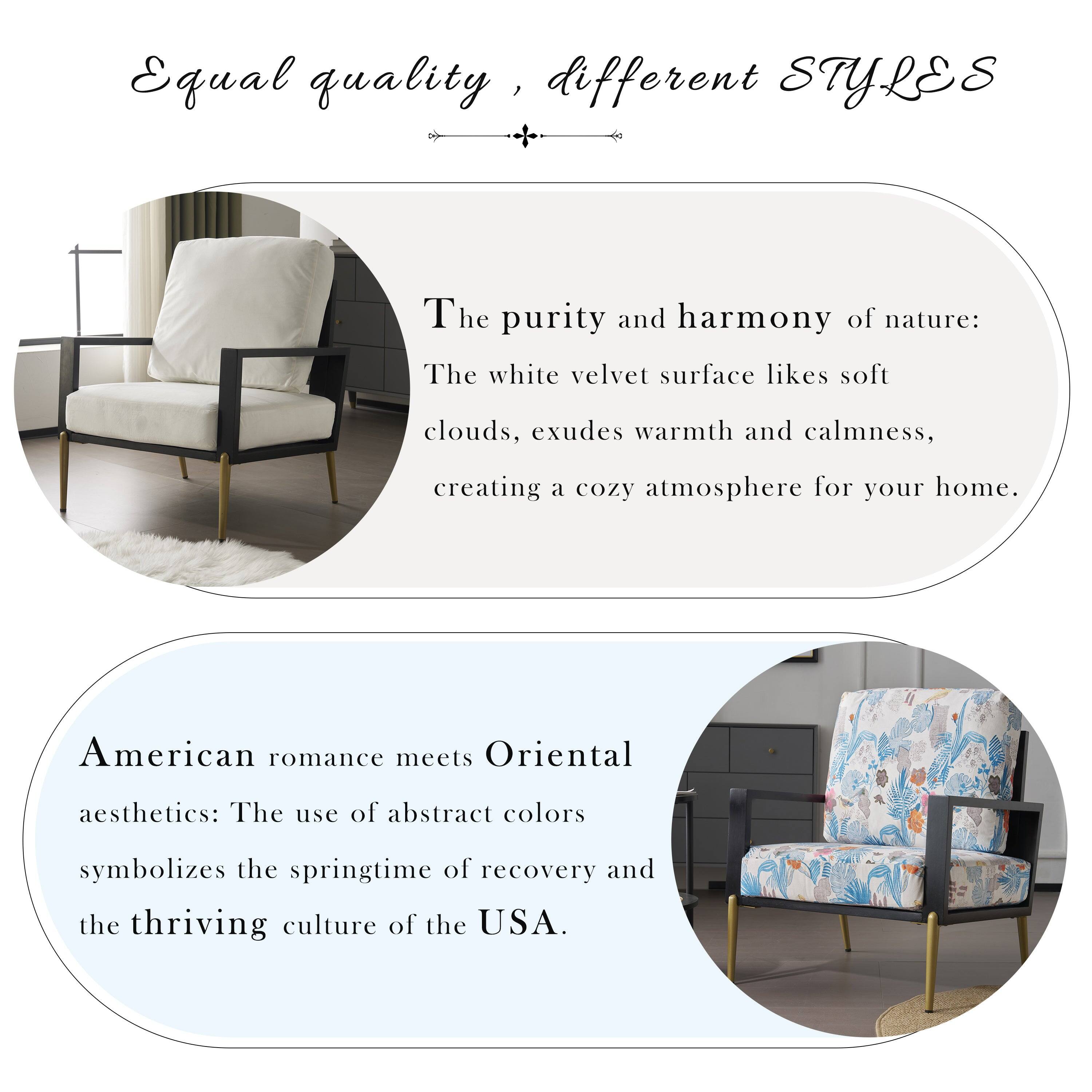 Equal quality, different styles

The purity and harmony of nature:  
The white velvet surface likes soft clouds, exudes warmth and calmness, creating a cozy atmosphere for your home.

American romance meets Oriental aesthetics:  
The use of abstract colors symbolizes the springtime of recovery and the thriving culture of the USA.