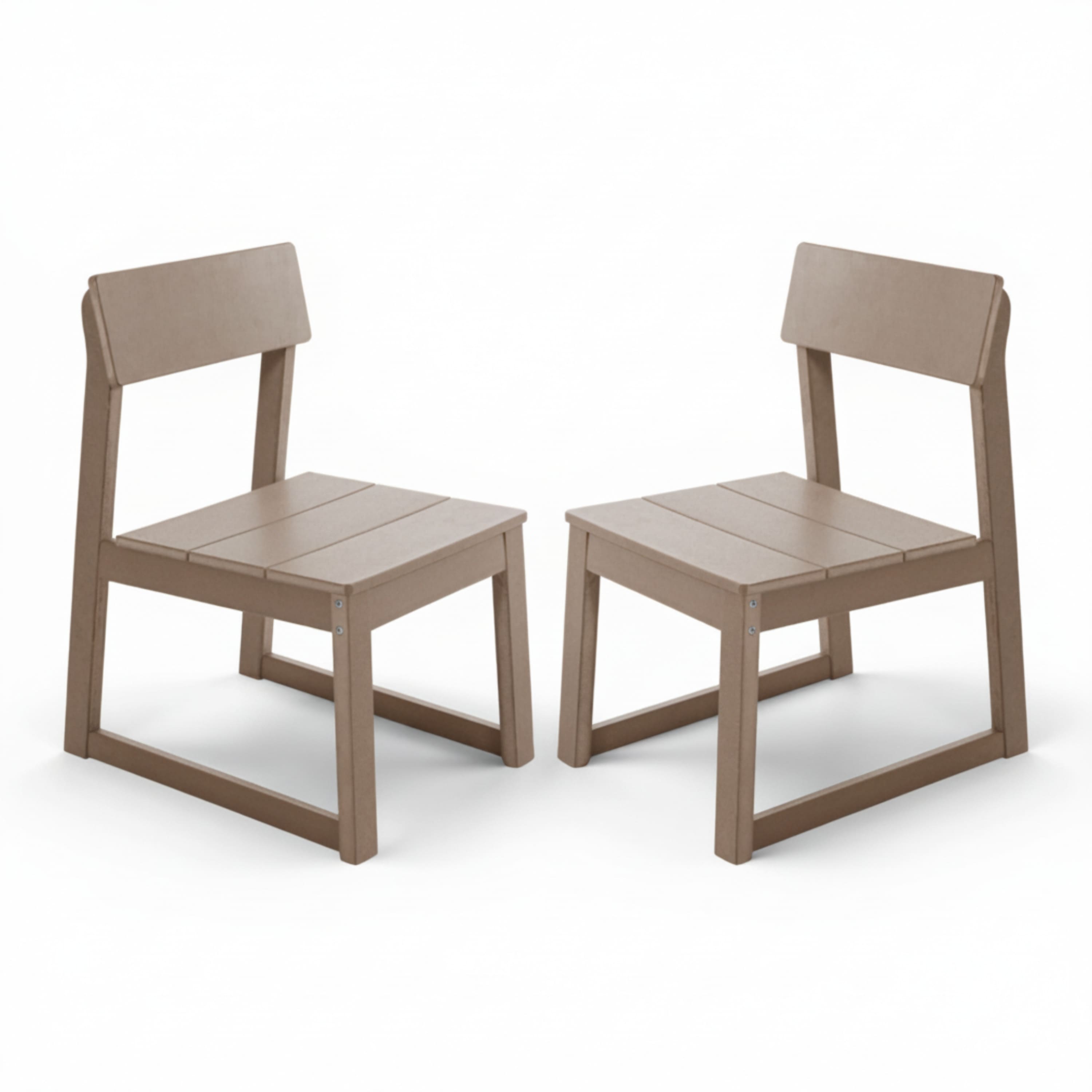 Anysun - Modernist Designt Outdoor HDPE Chair with Integrated Backrest, Set of 2 - Wood