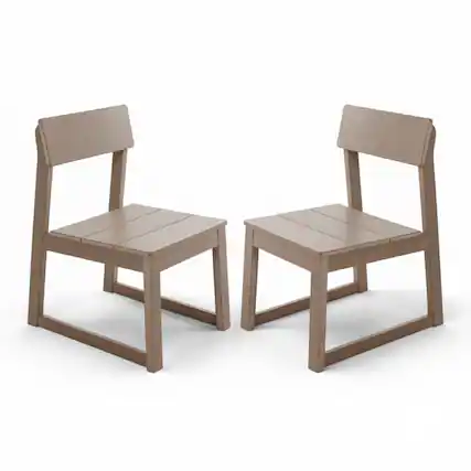 Front. Anysun - Modernist Designt Outdoor HDPE Chair with Integrated Backrest, Set of 2 - Wood.