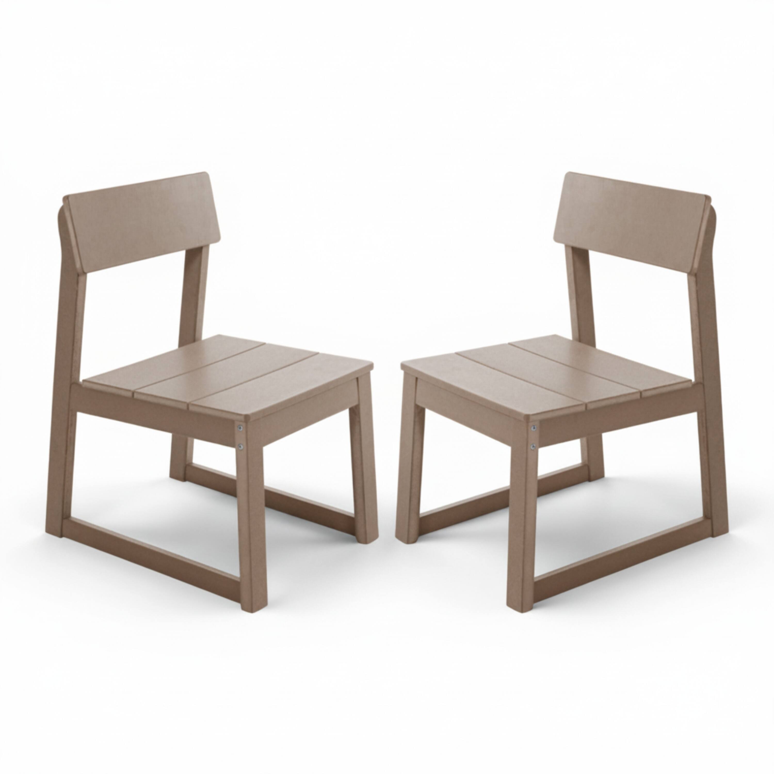 Front. Anysun - Modernist Designt Outdoor HDPE Chair with Integrated Backrest, Set of 2 - Wood.