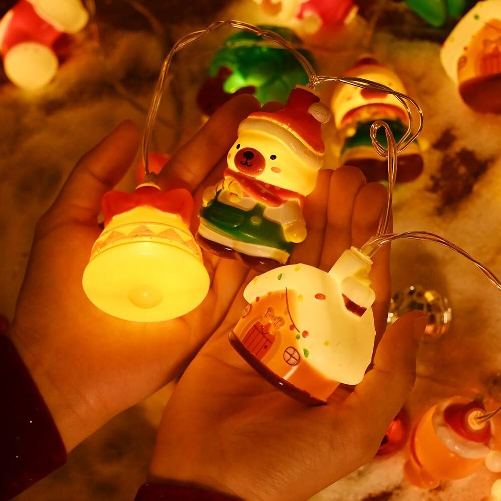 Front. MOSZAR LLC - 9.8ft 20-LED Christmas Fairy Lights, Battery Window Decor, 8 Modes.