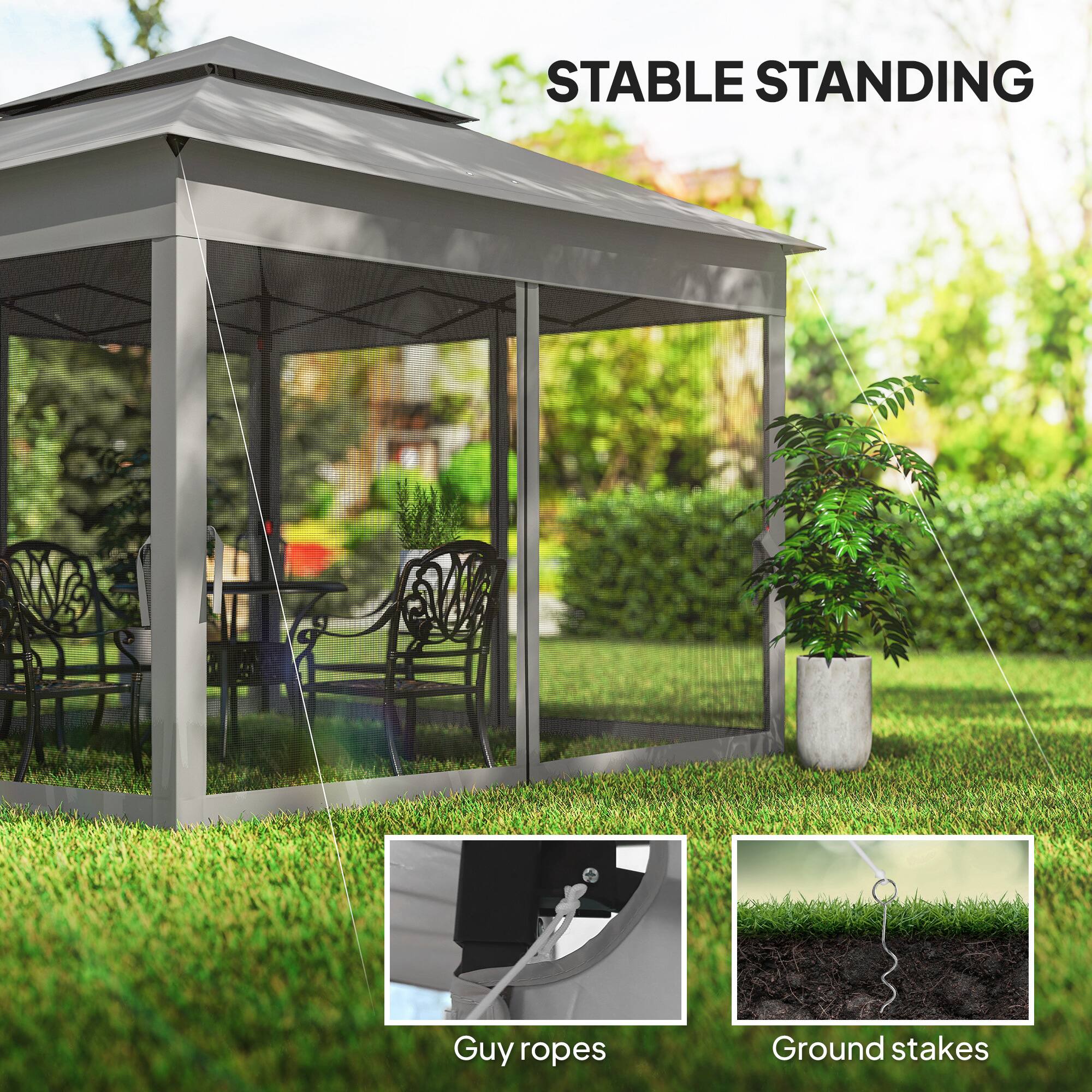 STABLE STANDING  
Guy ropes  
Ground stakes